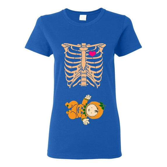 Ladies Baby Skeleton Baby Pumpkin Lantern Halloween Horror Funny DT T-Shirt Tee