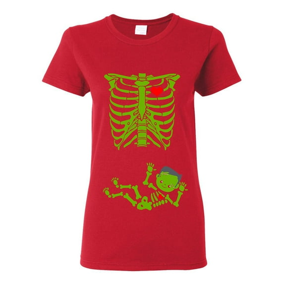 Ladies Baby Skeleton Frankenstein Halloween Horror Funny DT T-Shirt Tee