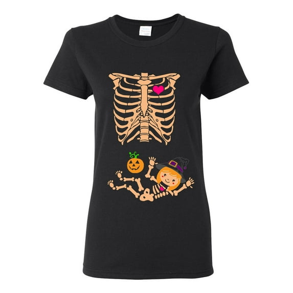 Ladies Baby Skeleton Witch Halloween Horror Funny DT T-Shirt Tee