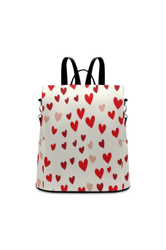 Ladies Backpack Anti-Theft Travel Bag Rear Zipper Pocket Splash Resistant Wear Resistant And Easy To Clean For Travel Work Shopping Red Heart Symbol