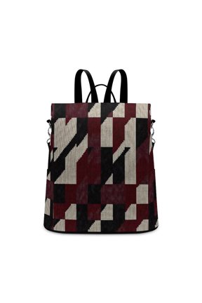 Ladies Backpack Anti-Theft Travel Bag Rear Zipper Pocket Splash Resistant Wear Resistant And Easy To Clean For Travel Work Shopping Crimson Modern Houndstooth Texture_2