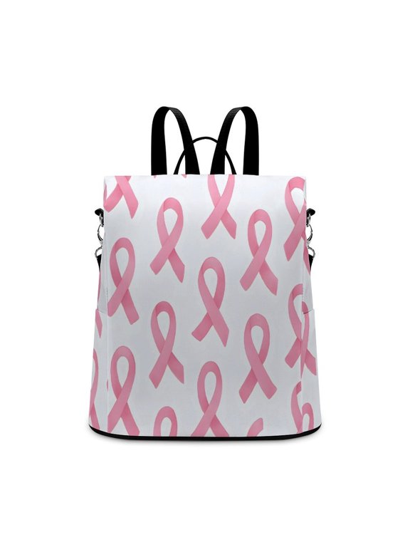Ladies Backpack Anti-Theft Travel Bag Rear Zipper Pocket Splash Resistant Wear Resistant And Easy To Clean For Travel Work Shopping Flowing Pink Ribbon Pattern