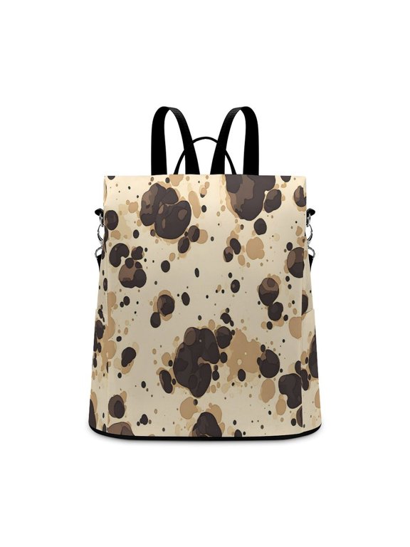 Ladies Backpack Anti-Theft Travel Bag Rear Zipper Pocket Splash Resistant Wear Resistant And Easy To Clean For Travel Work Shopping Milk Cow Print Style Sienna_1