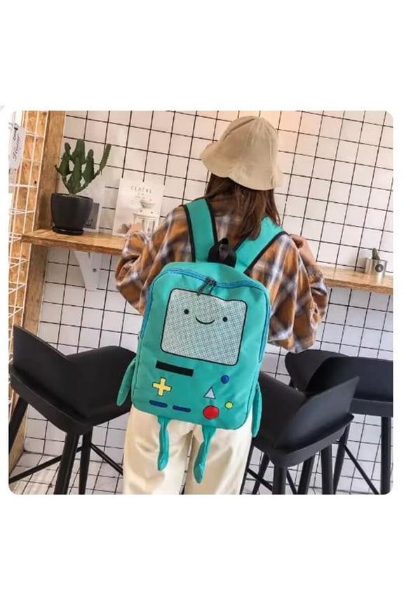 Ladies Backpack Canvas Backpack Anime Adventure Time Beemo BMO Kawaii Bag