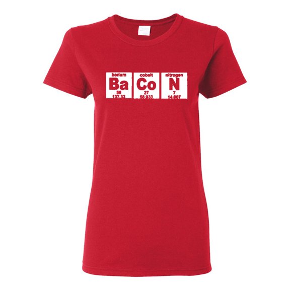 Ladies Bacon Strips Elements Chemistry Funny Humor T-Shirt Tee