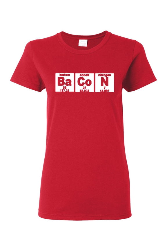 Ladies Bacon Strips Elements Chemistry Funny Humor T-Shirt Tee