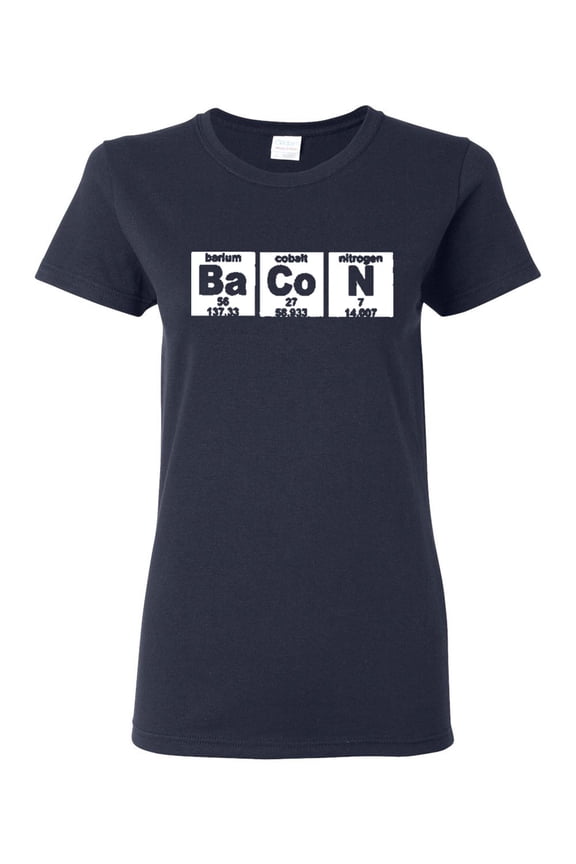 Ladies Bacon Strips Elements Chemistry Funny Humor T-Shirt Tee
