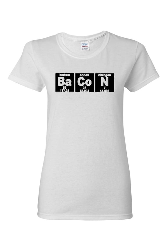 Ladies Bacon Strips Elements Chemistry Funny Humor T-Shirt Tee
