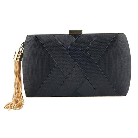 Ladies Bag, Elegant bag with chain Clutch Handbag Wedding Party Evening Bag Black