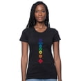 thumbnail image 1 of Ladies Bamboo/Organic Cotton Floral Chakras Yoga Tee - Made in USA, Eclipse Black, Extra Small, 1 of 3