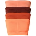 thumbnail image 1 of Ladies Basic 7" Seamless Padded Tube Top Sports & Fitness Bra Bandeau (4PK: Coral/Fired Brick/Copper/Neon Orange, One Size Fits All(S-L)), 1 of 4