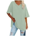 thumbnail image 1 of Ladies' Basic Solid Color V Neck Tee Casual Short Sleeve T Shirt Top for Women Women's T Shirts Casual Womens Short Sleeved Athletic Tops Long Sleeves Shirt Tee Shirts Women Sleeve Shirt Womens, 1 of 5
