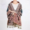 thumbnail image 1 of Ladies Beach Warm Winter Pashmina Travel Scarves Cashew Jacquard Scarf Long Soft Shawls Women Scarf DARK GREEN, 1 of 8