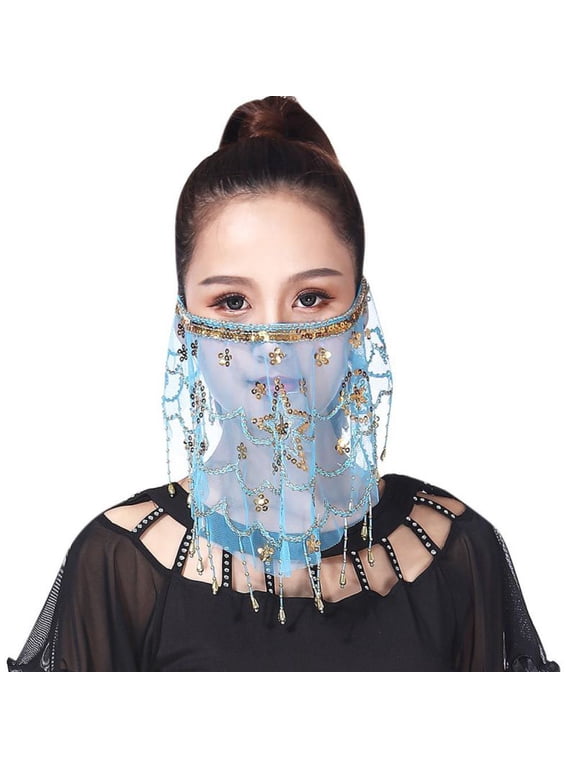 Ladies Belly Dance Accessories Face Veil With Sequins