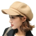 thumbnail image 1 of Ladies Beret Short Brim Plush Retro Dome Solid Color Headpiece Lightweight English Style Octagonal Cap Peaked Cap for Shopping Travel Dating, 1 of 8