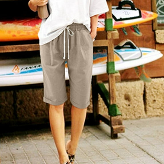 Ladies Bermuda Shorts Clearance Sale,2023 Cotton Shorts for Women Plus Size Loose Fit Knee Length Bermuda Shorts Relaxed Fit Summer Running Lounge Shorts with Pockets