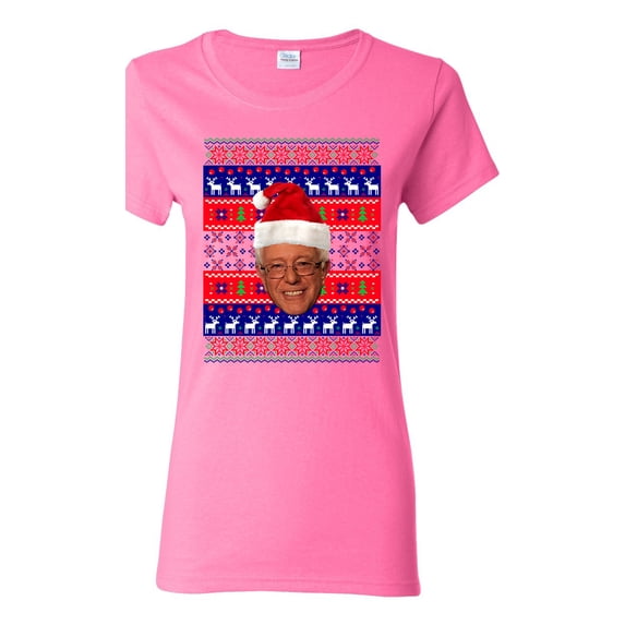 Ladies Bernie Sanders Bern Reindeer Ugly Christmas Funny DT T-Shirt Tee