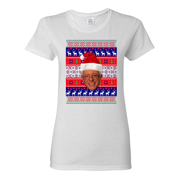 Ladies Bernie Sanders Bern Reindeer Ugly Christmas Funny DT T-Shirt Tee