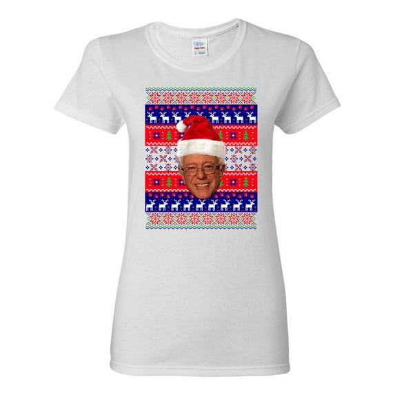 Ladies Bernie Sanders Bern Reindeer Ugly Christmas Funny DT T-Shirt Tee