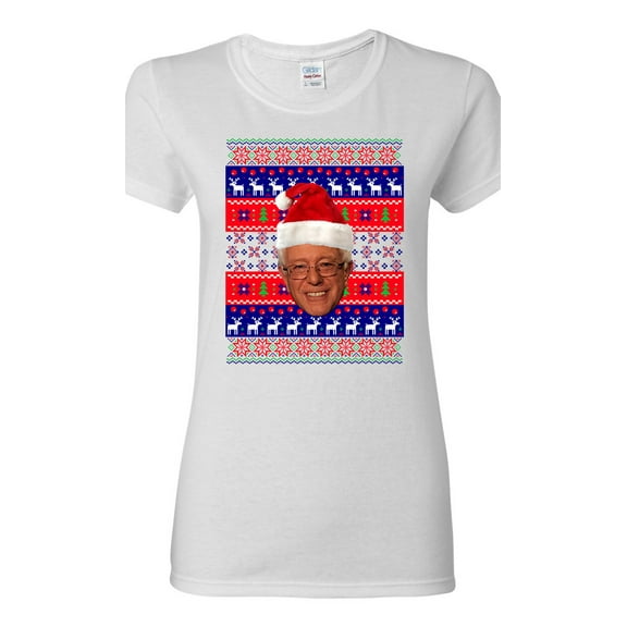 Ladies Bernie Sanders Bern Reindeer Ugly Christmas Funny DT T-Shirt Tee