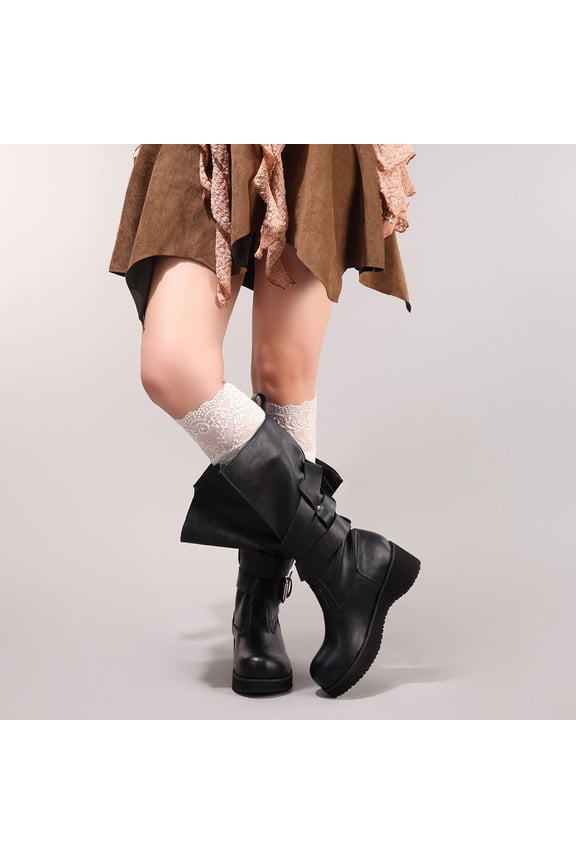 Ladies' Big Head Boots Loose And Thick Soled Midsole Boots Comfortable Lightweight Casual And Fashionable