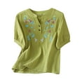 thumbnail image 1 of Ladies Blouse Clearance Women's Blouses Short Sleeve 2024 Women's Summer New Loose Casual All Round Neck Embroidered Top, 1 of 2