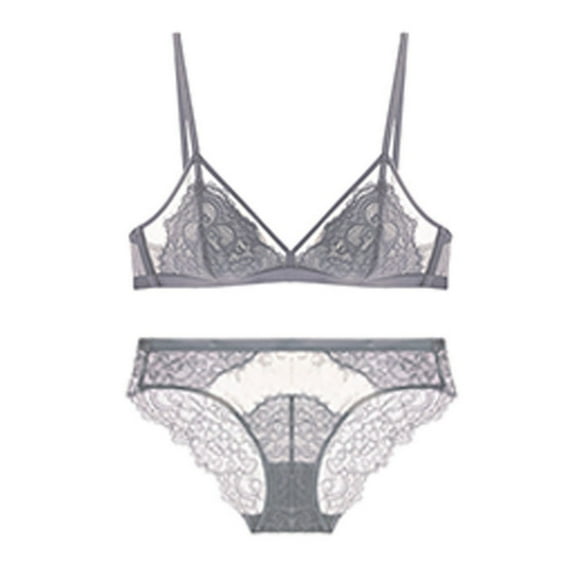 Ladies Bralettes Women Lace Bras with Briefs Underwear Set Ladies Bralette Comfy Gray XL