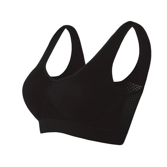 Ladies Bras Wireless New Bras for Women 2024 New Breathable Cool Liftup Bra Plus Large Size Comfortable Mesh Full Support Sports Bras for Women with Removable Pads Womens Seamless Bra Black