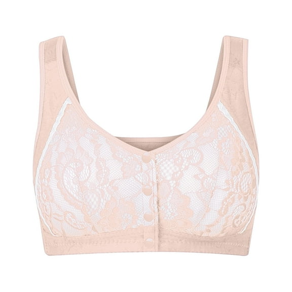 Ladies Bras Women Bra Wire-Free Underwear Pullover Bra Everyday Bras V-Neck Seamless Bra Feature Hook and Eye Closure Bralette Bra Style Y-323 , Beige 38