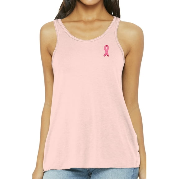 Ladies Breast Cancer Awareness Ribbon Patch Tank Top - Light Pink, Medium