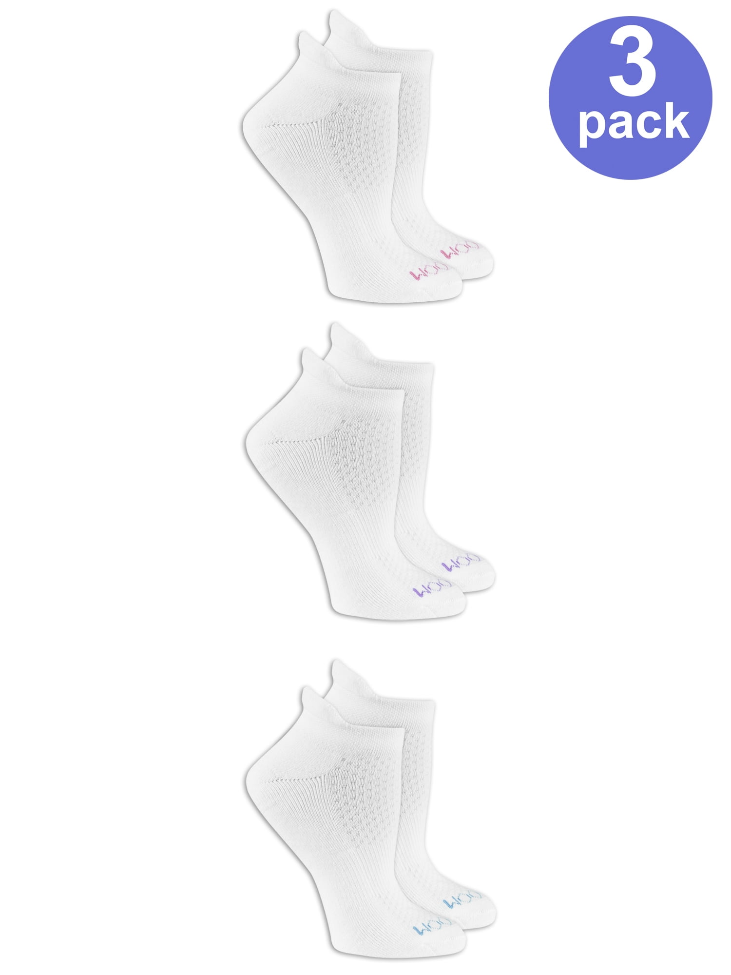 Ladies Breathable No Show Sock with Arch Support 3 Pair