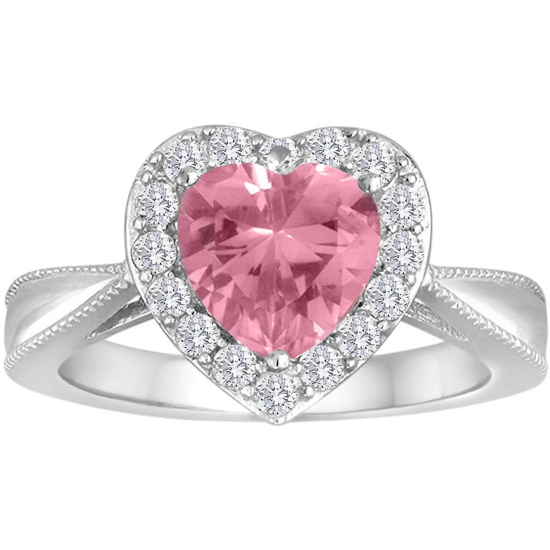 Ladies Brillance Fine Jewelry Created Pink Sapphire Silver Ring