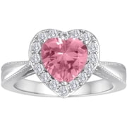 Ladies Brillance Fine Jewelry Created Pink Sapphire Silver Ring