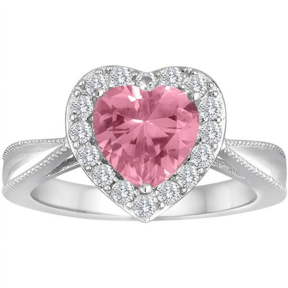 Ladies Brillance Fine Jewelry Created Pink Sapphire Silver Ring
