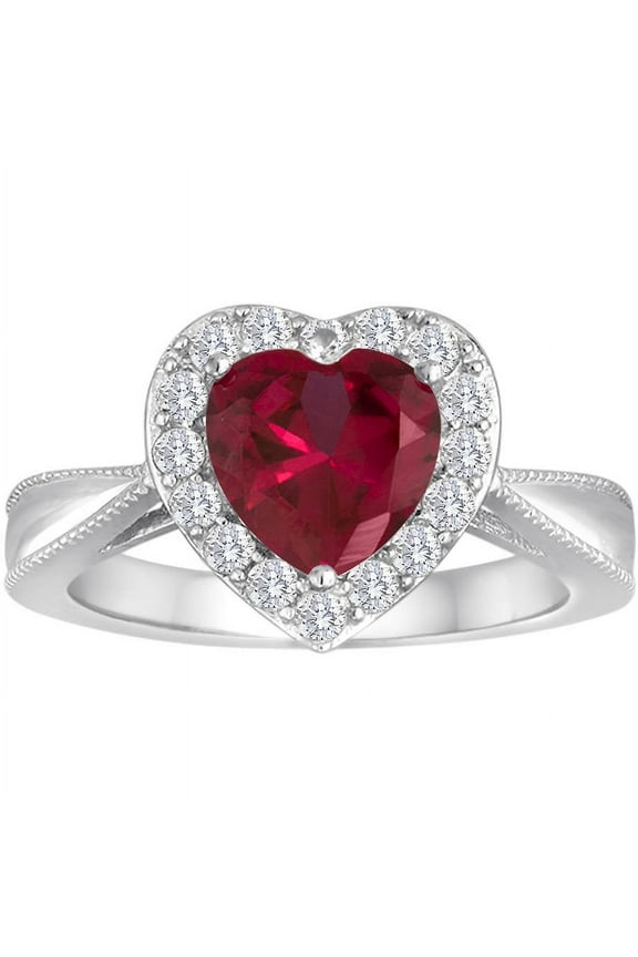 Ladies Brillance Fine Jewelry Created Ruby Sterling Silver Ring