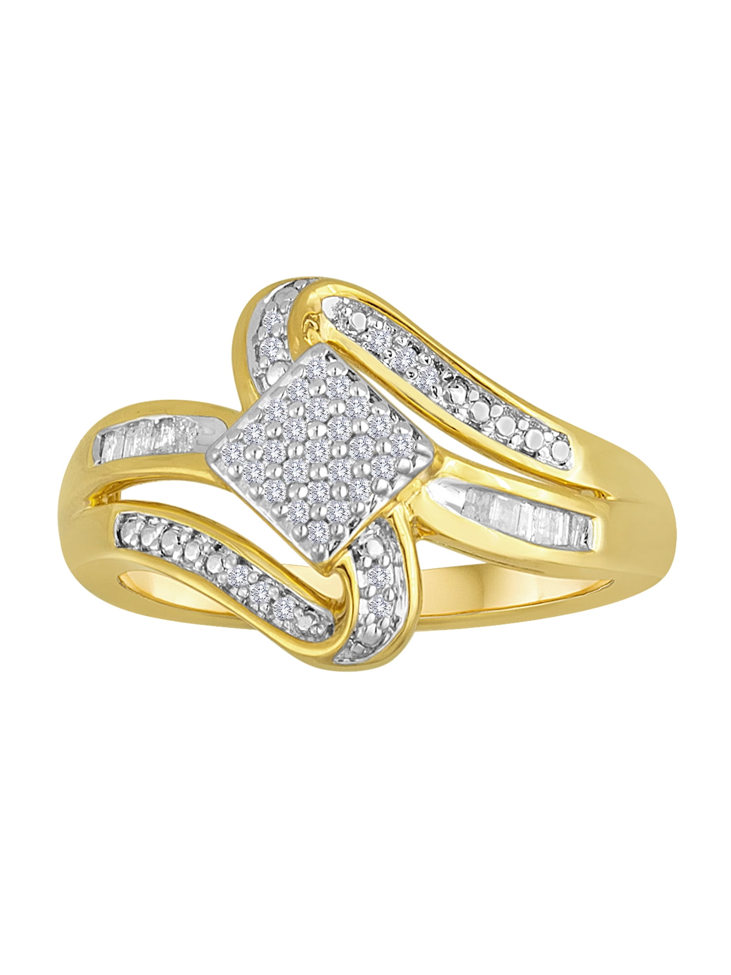 Ladies Brilliance Fine Jewelry 1/6 Carat T.W. Diamond 14Kt Gold-Plated Sterling Silver Ring