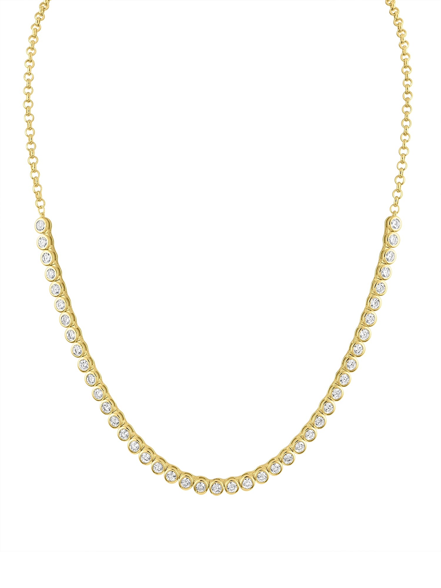 Ladies Brilliance Fine Jewelry 14 Kt Gold Plated Simulated Diamond Necklace, 18"