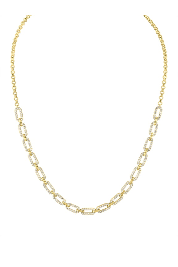 Ladies Brilliance Fine Jewelry 14 Kt Gold Plated Sterling Silver & Simulated Diamond Necklace, 18"