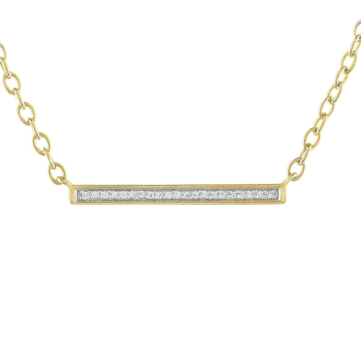 Ladies Brilliance Fine Jewelry Diamond Accent Bar Necklace in 14 Kt Gold Plated Sterling Silver