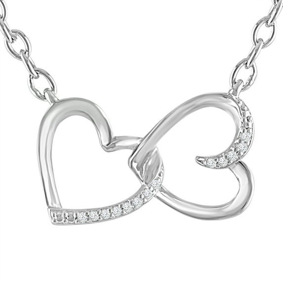 Ladies Brilliance Fine Jewelry Diamond Accent Heart Infinity Necklace in Sterling Silver