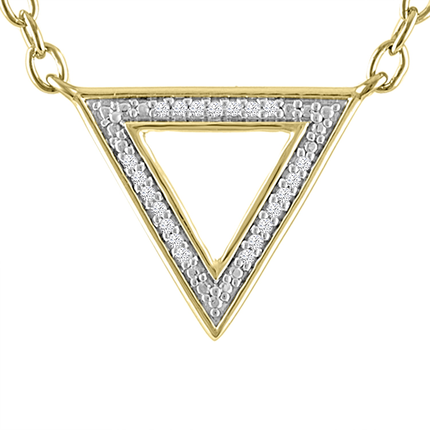 Ladies Brilliance Fine Jewelry Diamond Accent Triangle Necklace in 14 Kt Gold Plated Sterling Silver