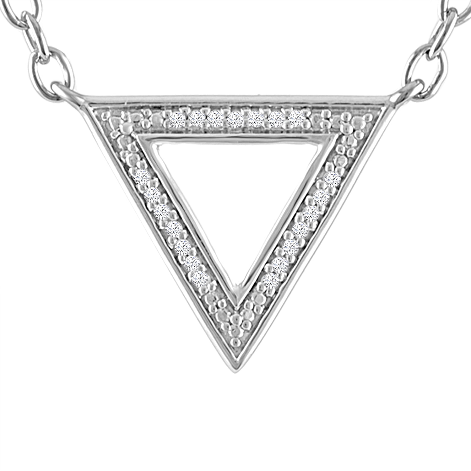 Ladies Brilliance Fine Jewelry Diamond Accent Triangle Necklace in Sterling Silver