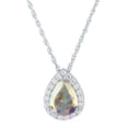 thumbnail image 1 of Ladies Brilliance Fine Jewelry Simulated Aurora Borealis and CZ Sterling Silver Pear Shape Pendant, 18", 1 of 3