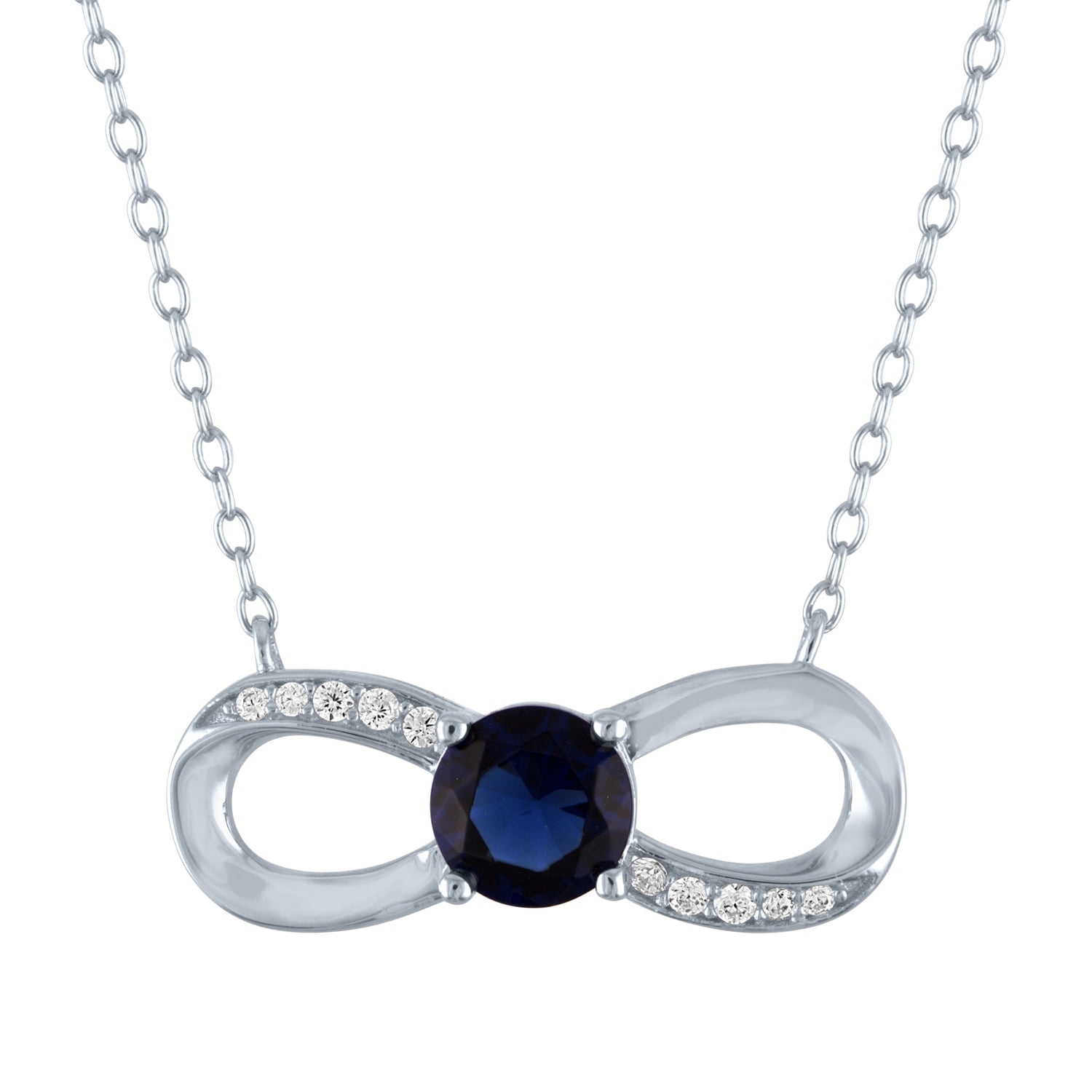 Ladies Brilliance Fine Jewelry Simulated Blue Sapphire & CZ Sterling Silver Infinity Necklace, 18"