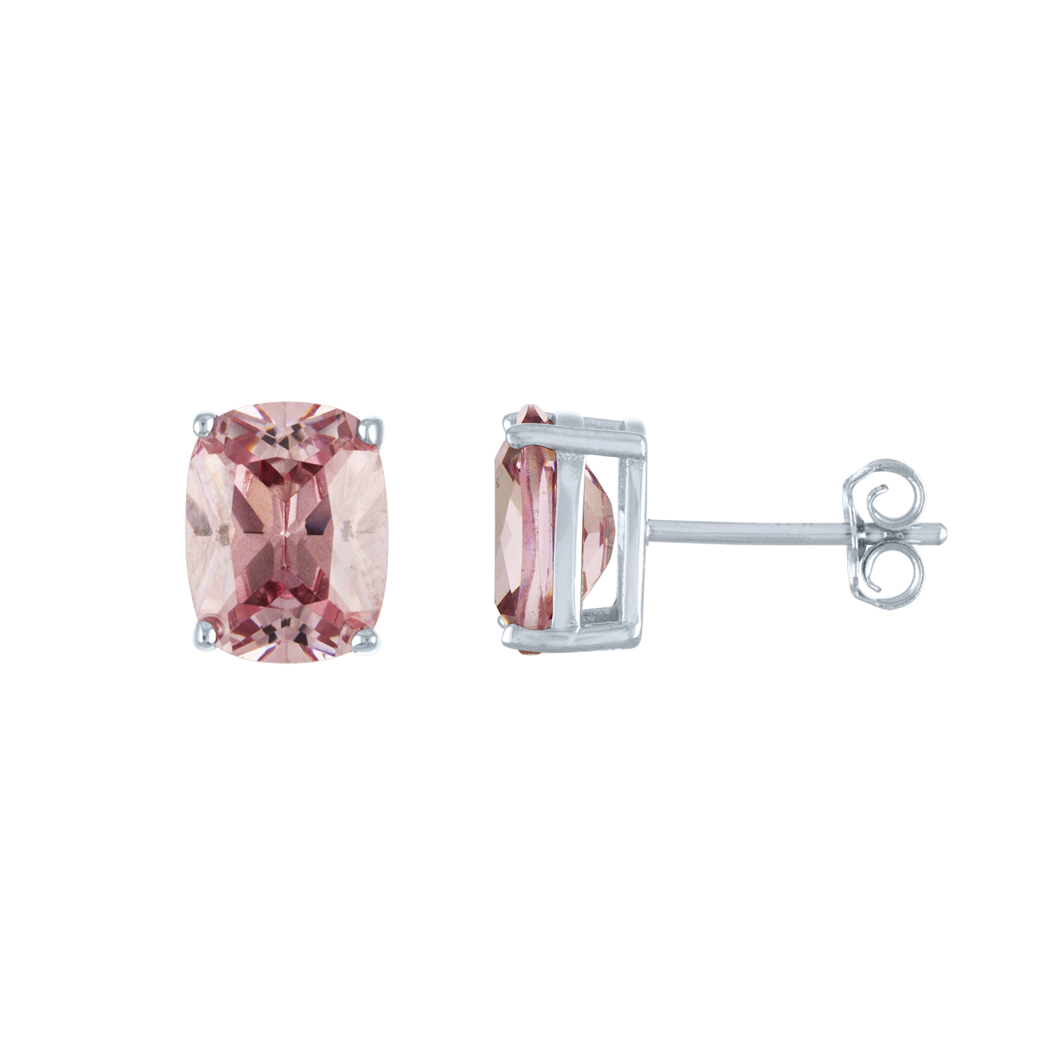 Ladies Brilliance Fine Jewelry Simulated Morganite and CZ Sterling Silver Earrings