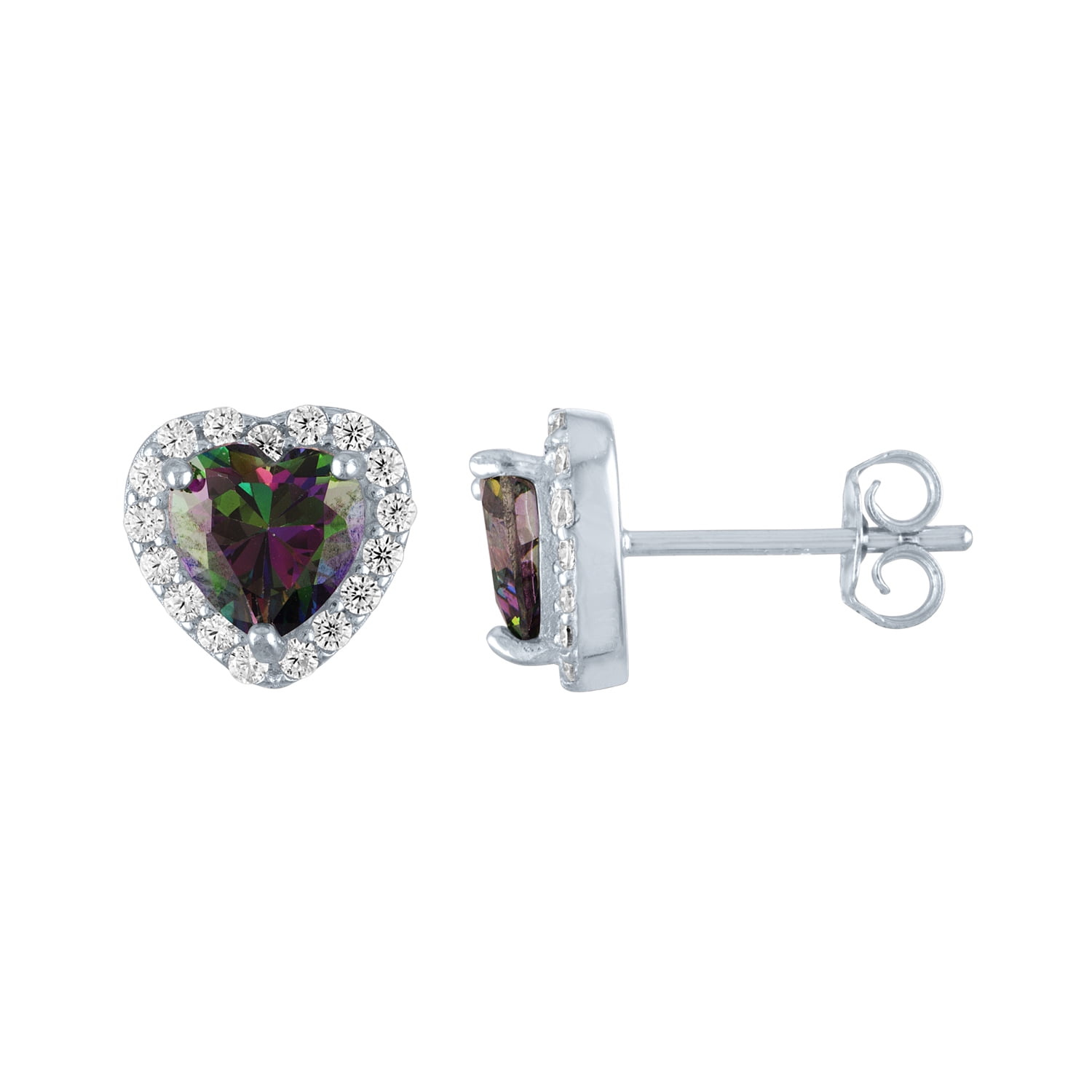 Ladies Brilliance Fine Jewelry Simulated Mystic Topaz and CZ Sterling Silver Earrings