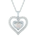 thumbnail image 1 of Ladies Brilliance Fine Jewelry Simulated Opal and CZ Sterling Silver Heart Pendant, 18", 1 of 3