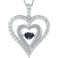 thumbnail image 1 of Ladies Brilliance Fine Jewelry Sterling Silver Blue Sapphire Dancing Heart Pendant, 18", 1 of 2