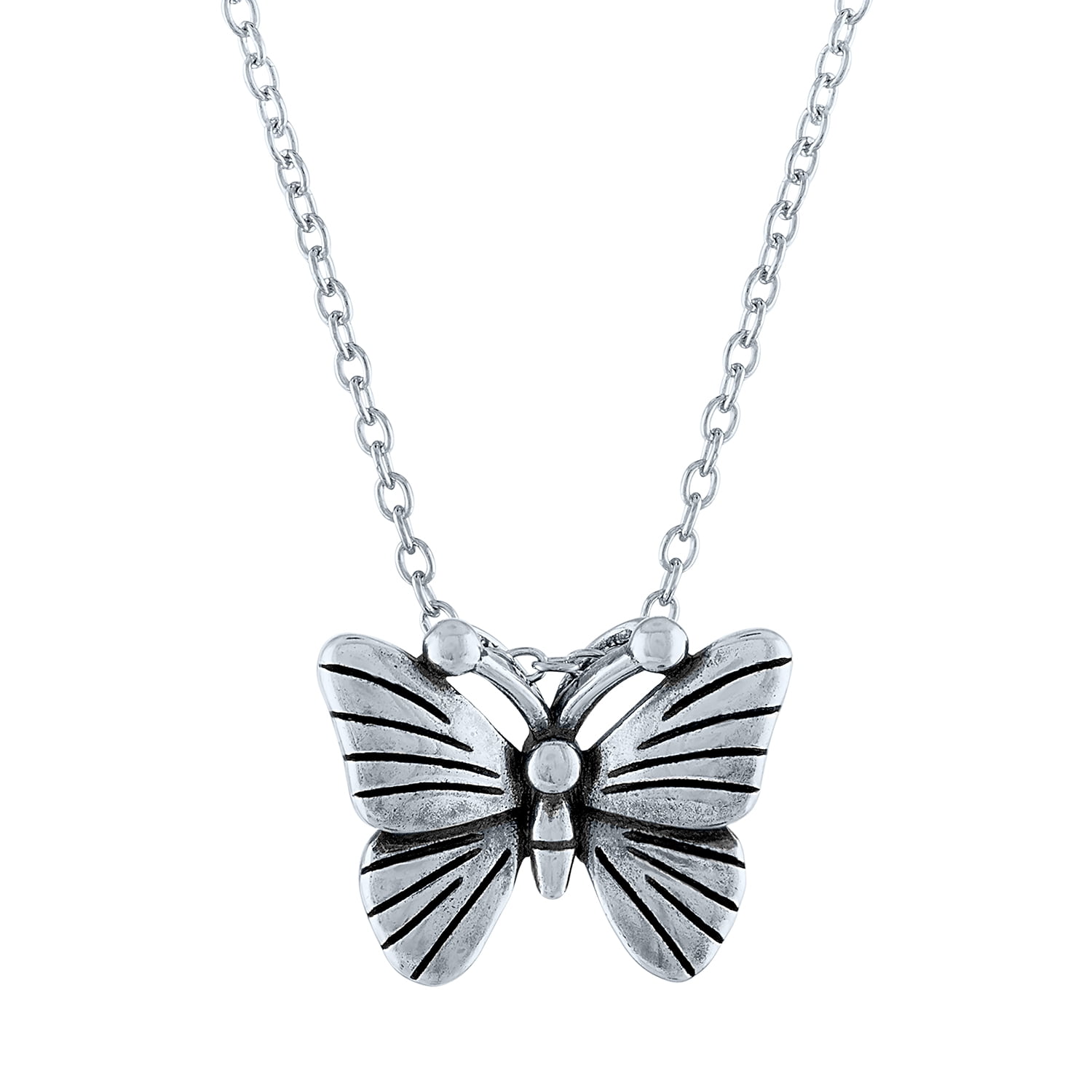 Ladies Brilliance Fine Jewelry Sterling Silver Butterfly Necklace, 18"