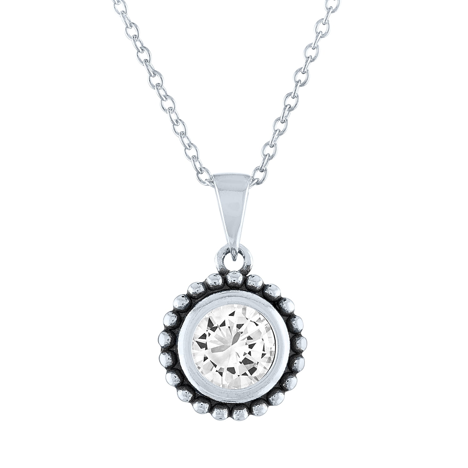 Ladies Brilliance Fine Jewelry Sterling Silver & CZ Pendant, 18"